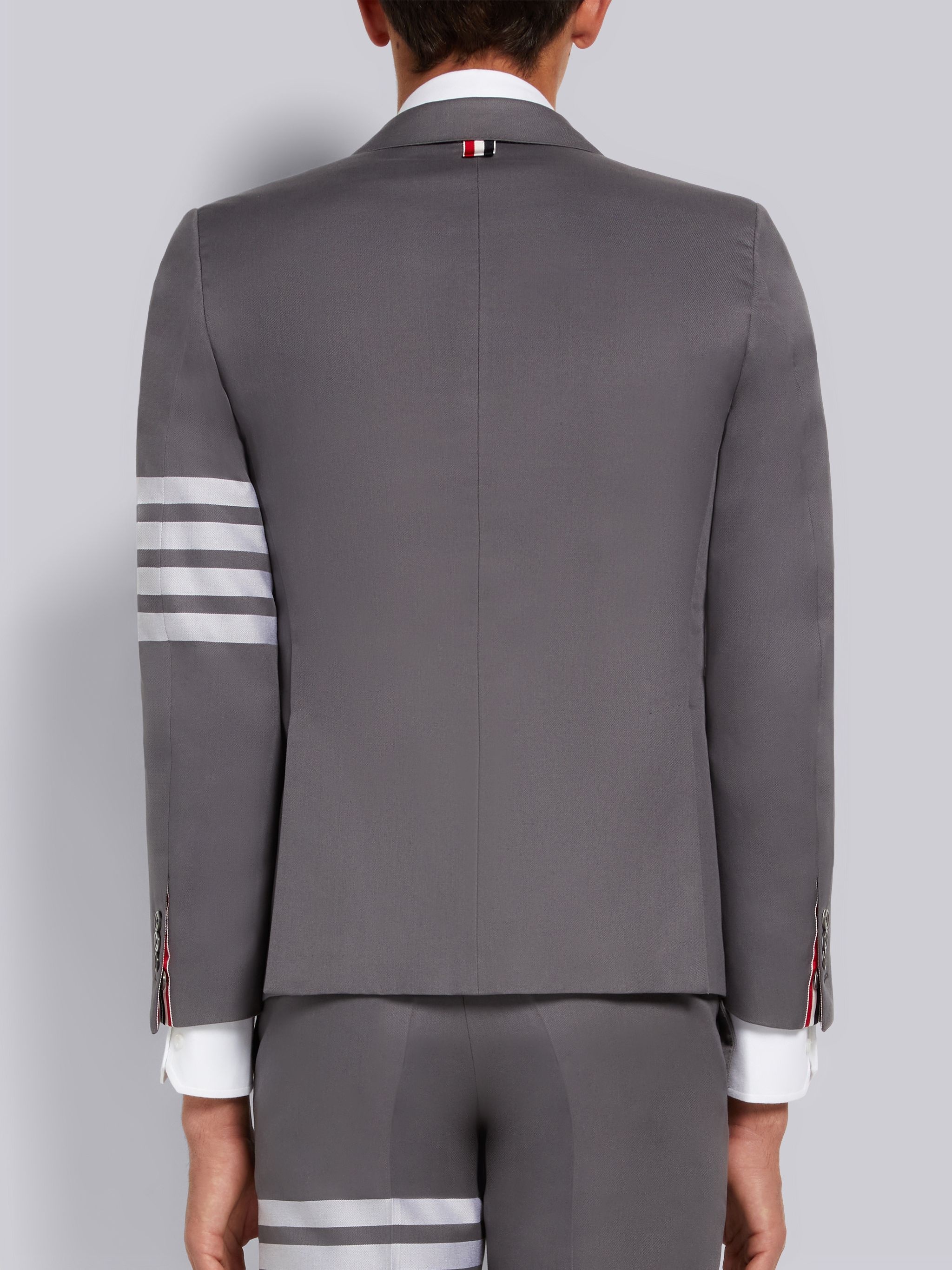 Medium Grey Cotton Suiting Engineered 4-Bar Classic Jacket - 3