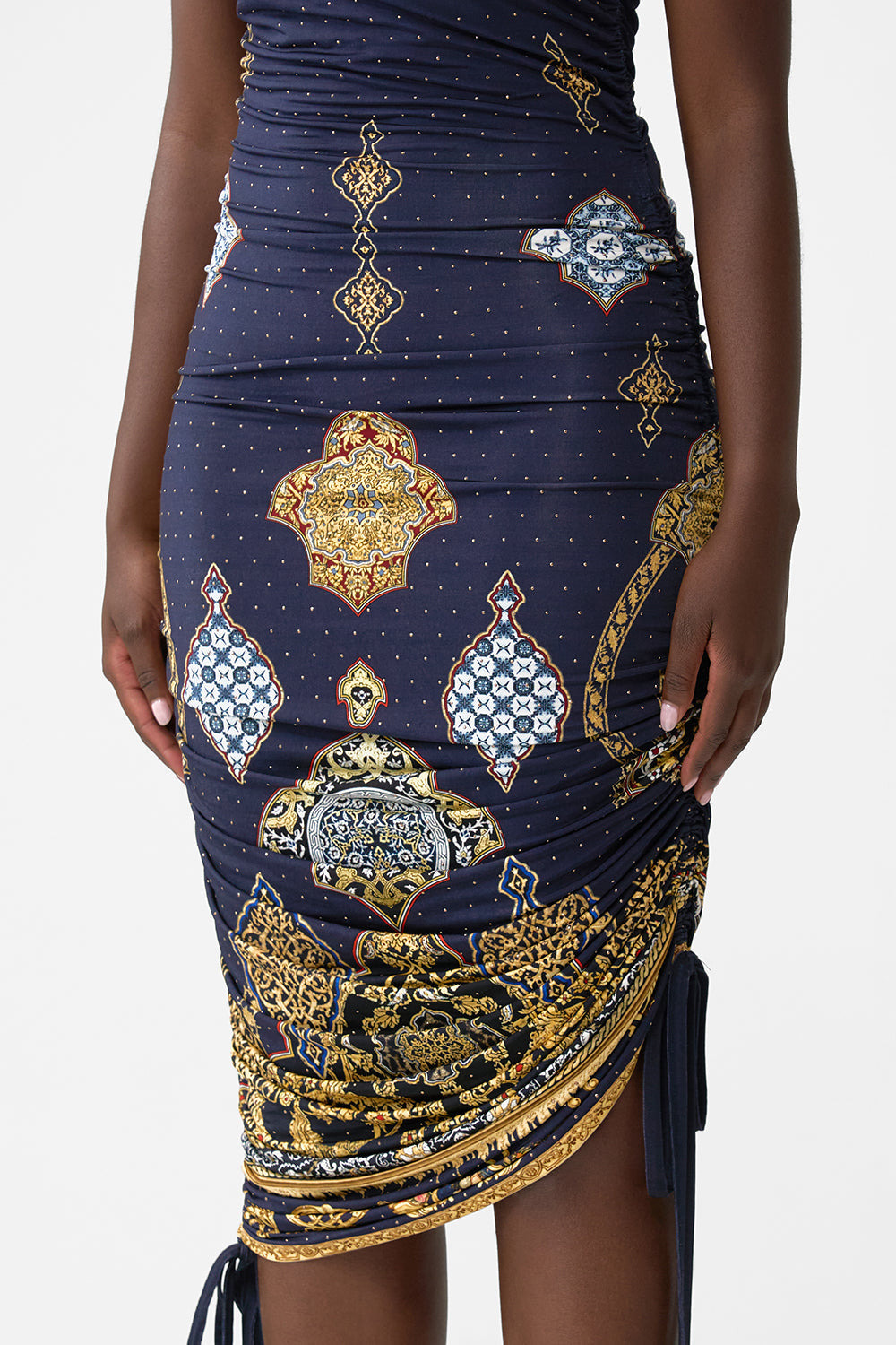 ASYMMETRIC RUCHED JERSEY DRESS - 5