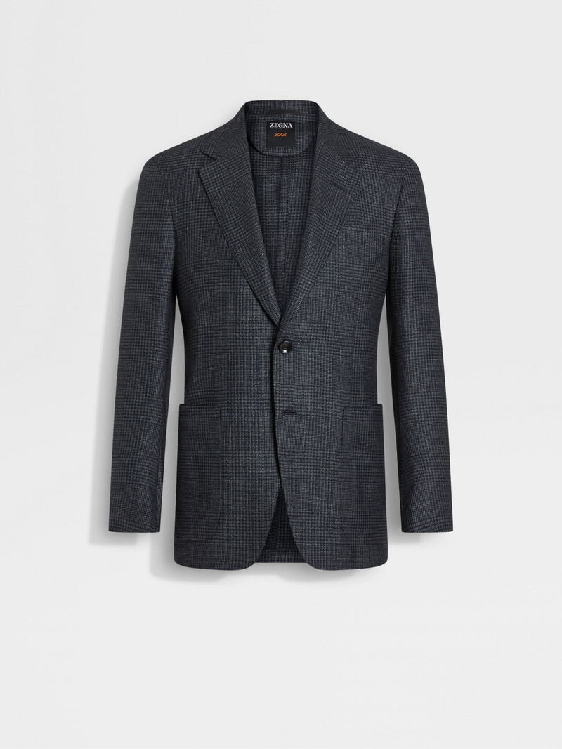 GREY AND BLACK SILK CASHMERE AND LINEN JACKET 1