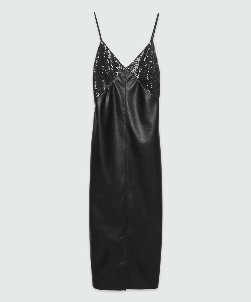 Faux-leather slip dress with sequins - 1