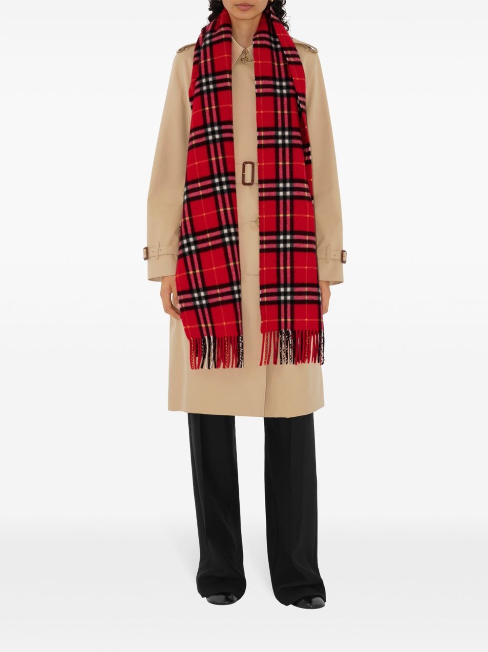 checkered cashmere scarf - 3