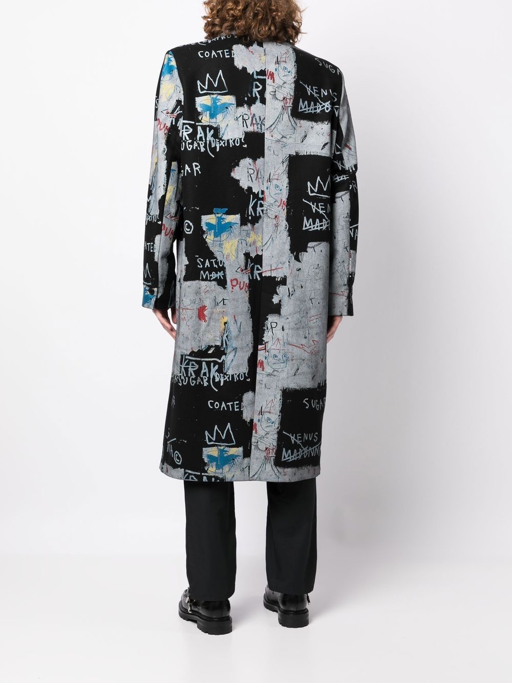 graphic-print double-breasted coat - 4