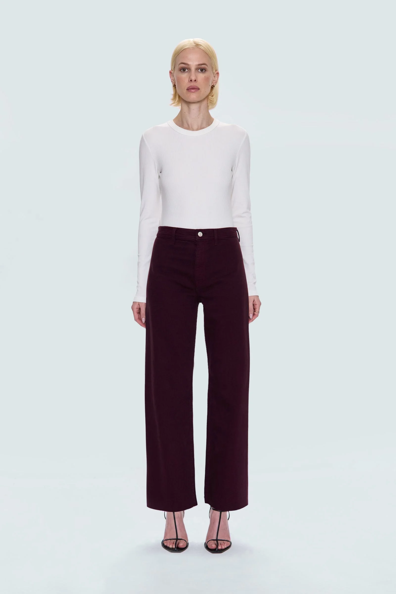 PENNY HIGH RISE WIDE LEG JEAN - CLARET - 1