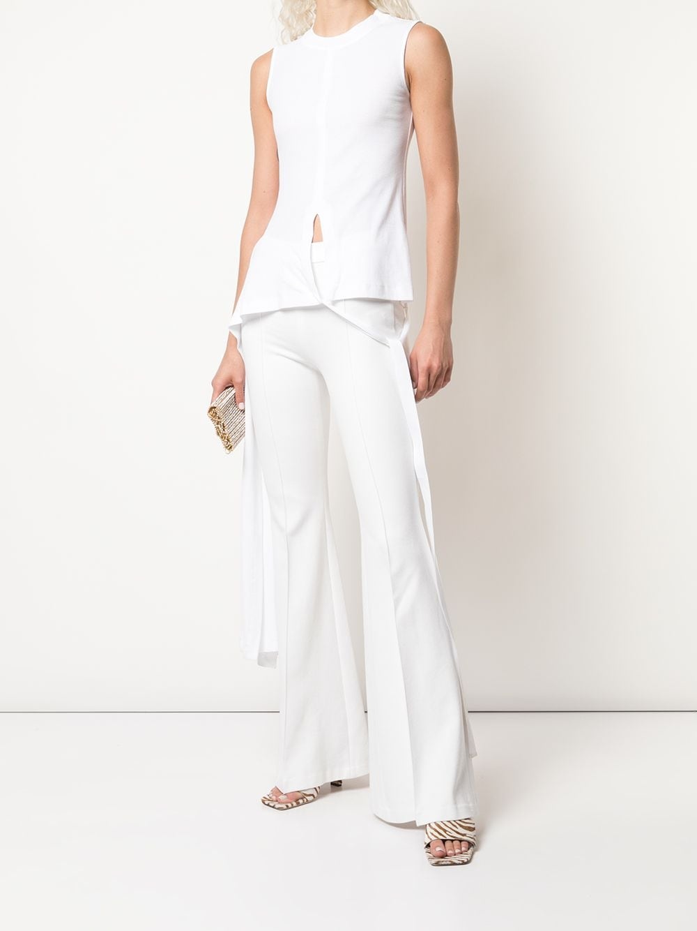 sleeveless knot-detail T-shirt - 2