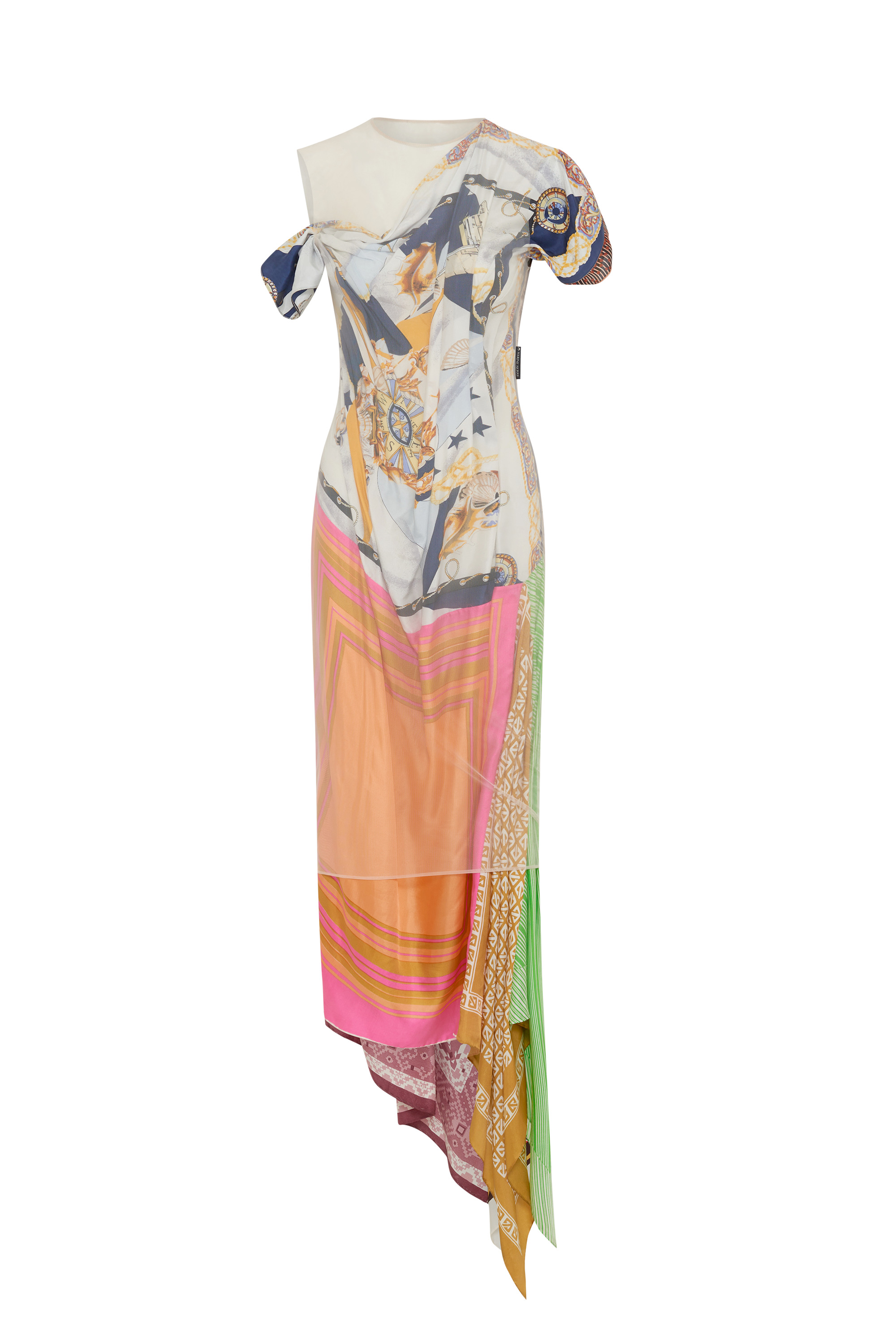 Regenerated Silk Scarves Long Fitted Dress - 6