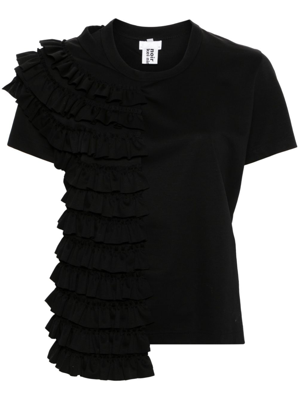 ruffled-layer cotton T-shirt - 1