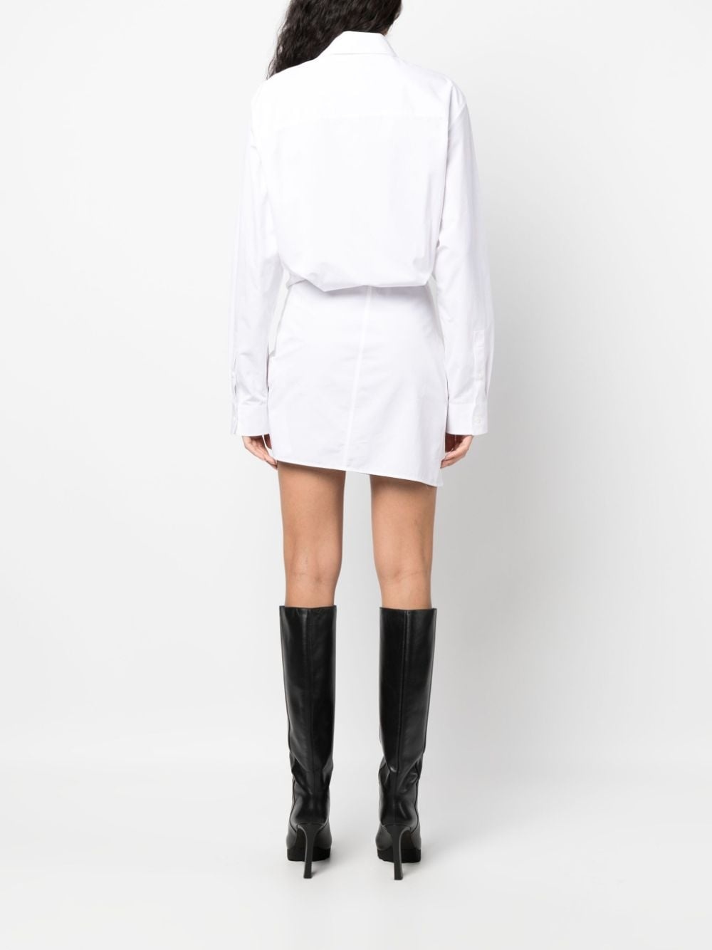 asymmetric cotton shirtdress - 4