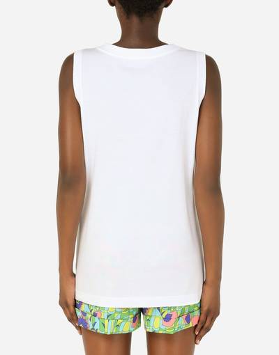 Dolce & Gabbana Jersey tank top with crystal DG embellishment outlook