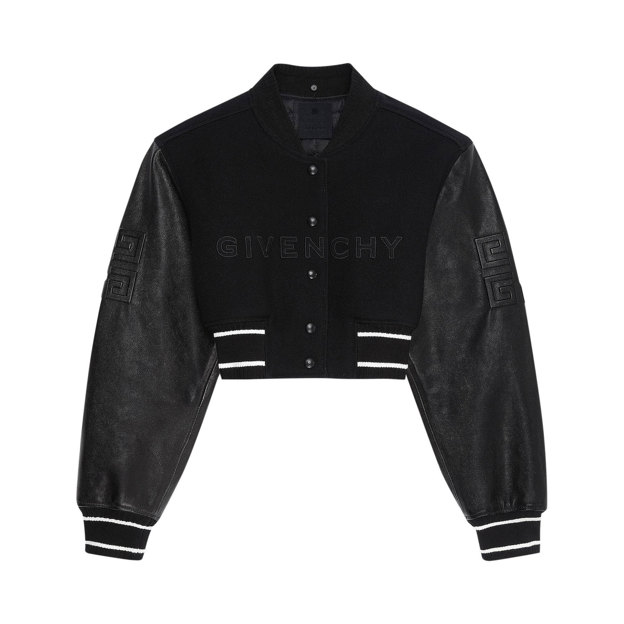 【GIVENCHY】CROPPED VARSITY W/ LEATHER SLEEVES Givenchy Givenchy Cropped Varsity With Leather Sleeves