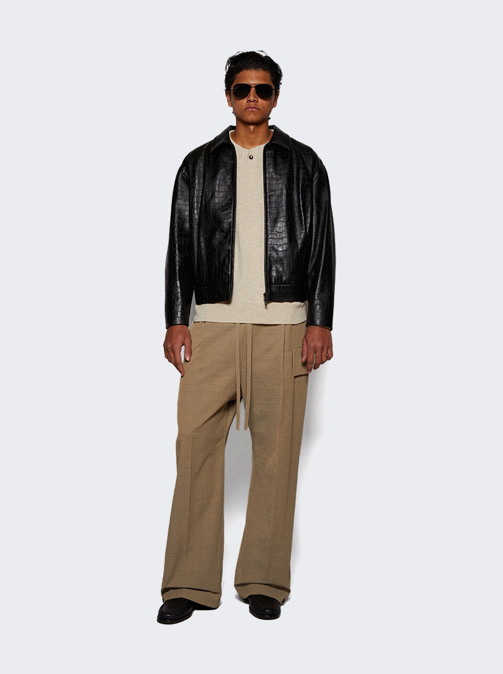 Wide Leg Cargo Pant Melange Beige - 5