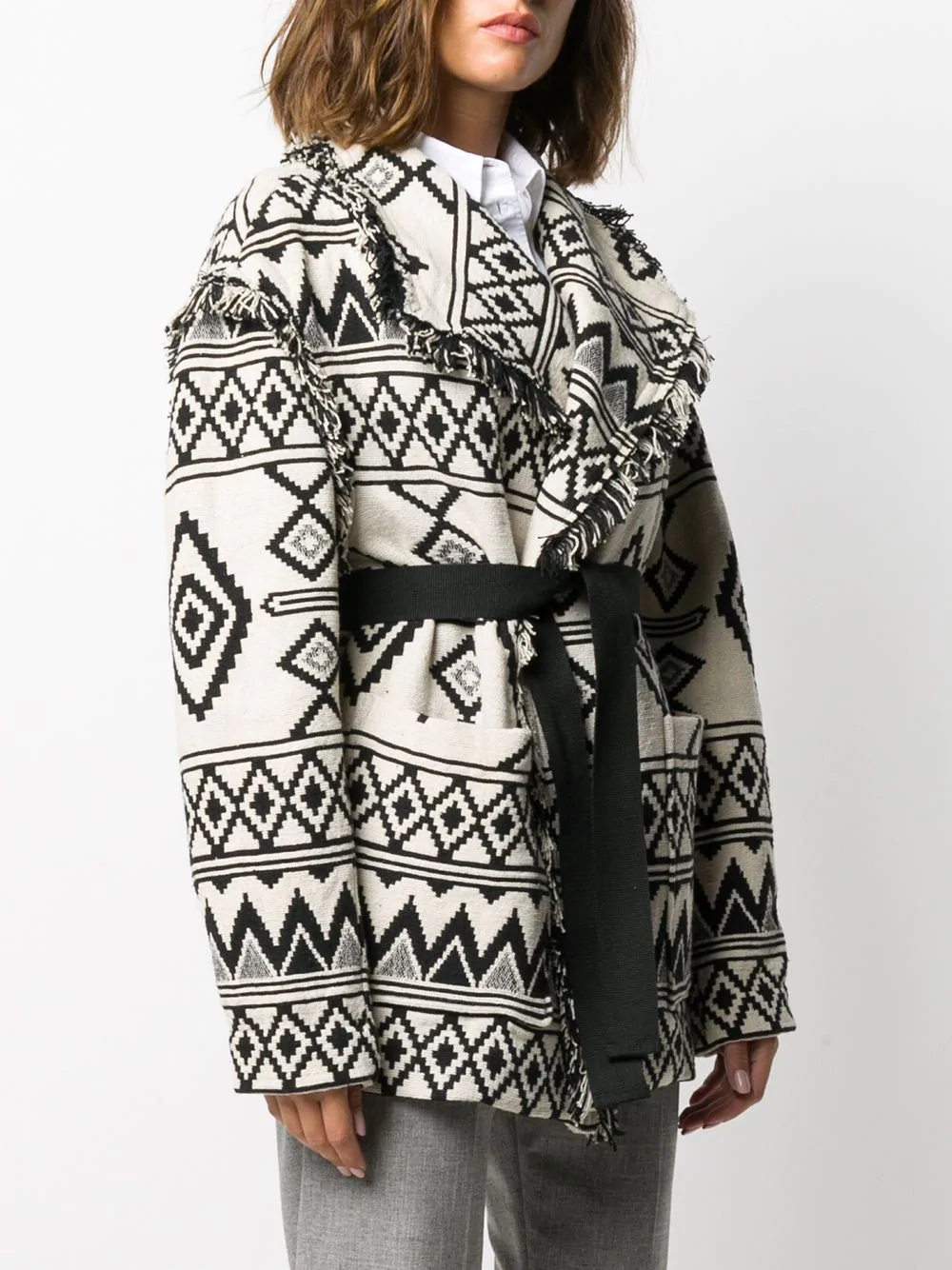 front tie tribal print jacket - 3