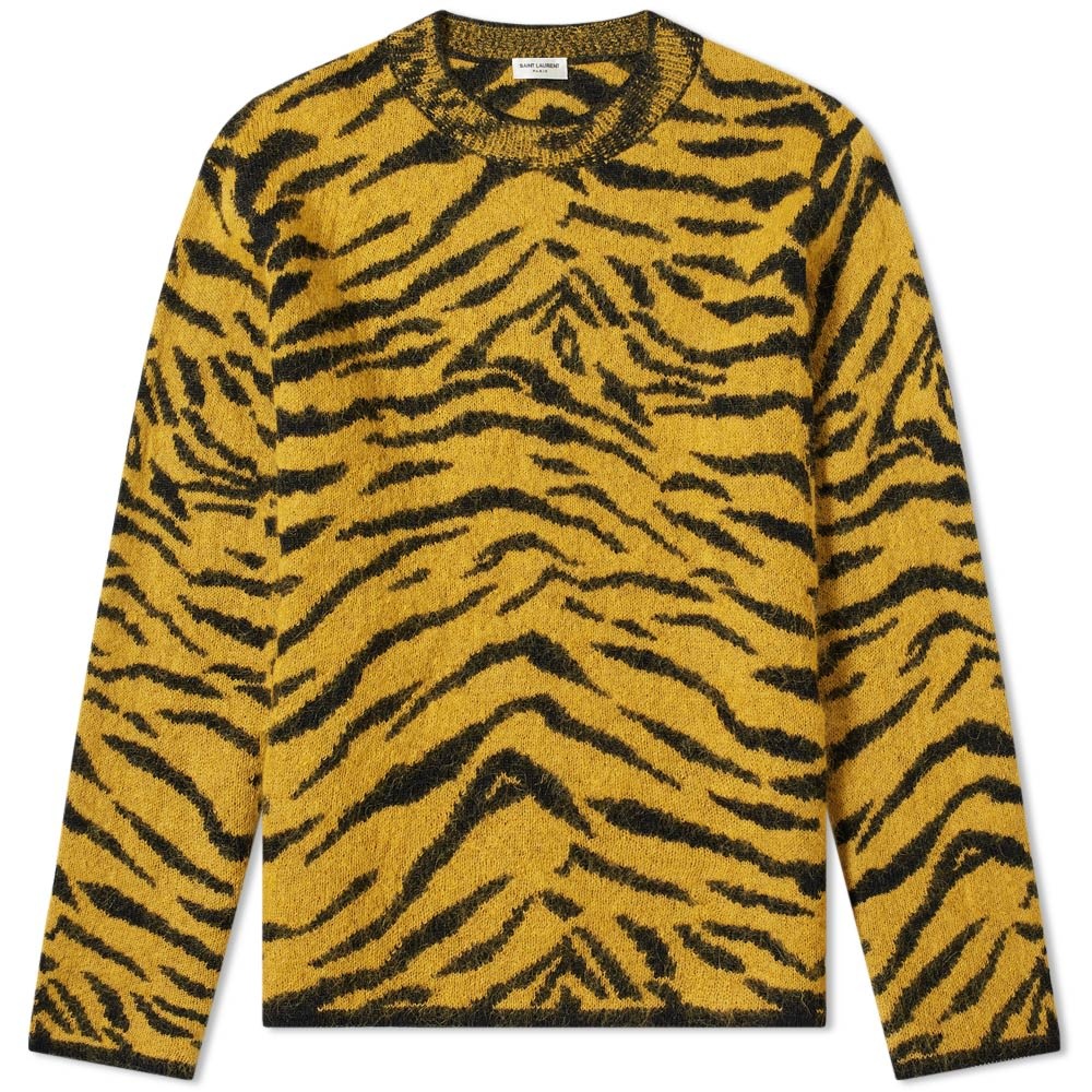 Saint Laurent Zebra Jacquard Knit Crew - 1
