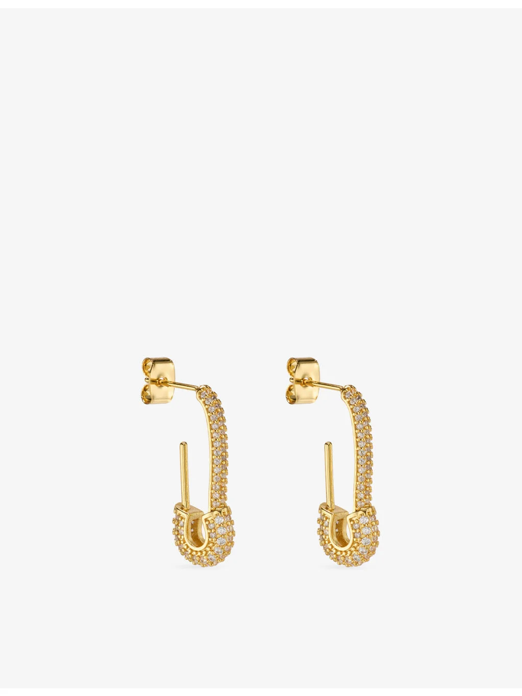 Pin Up Small 18ct Yellow Gold-Plated Brass and Cubic Zirconia Drop Earrings - 1