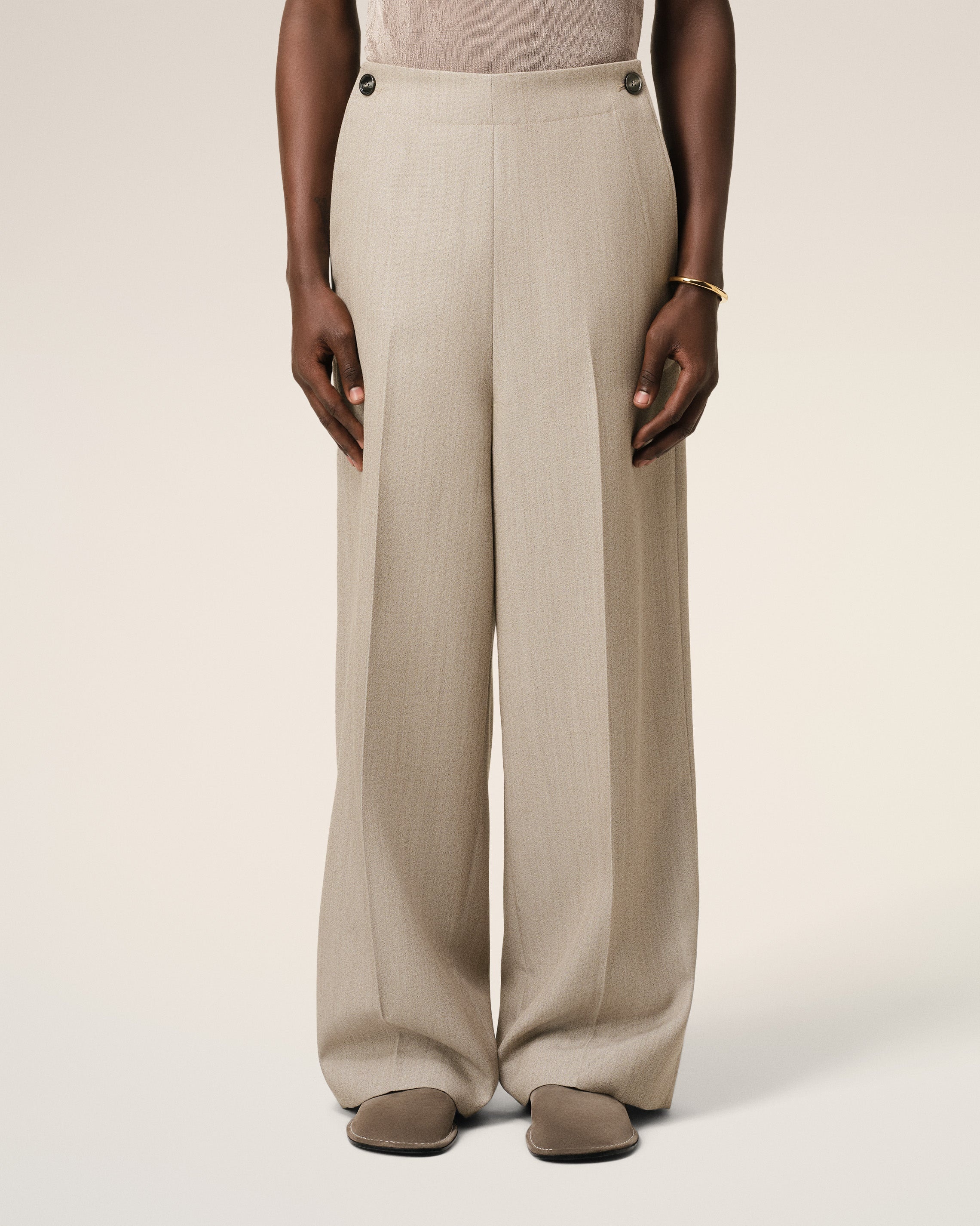 BEIGE NEW WOOL SAILOR TROUSERS - 3