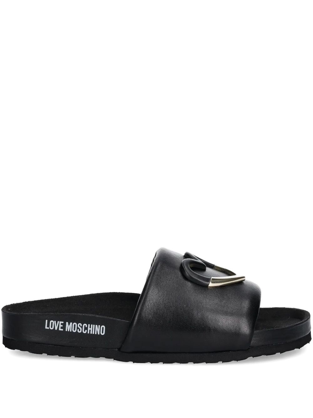 logo-print leather slides - 1