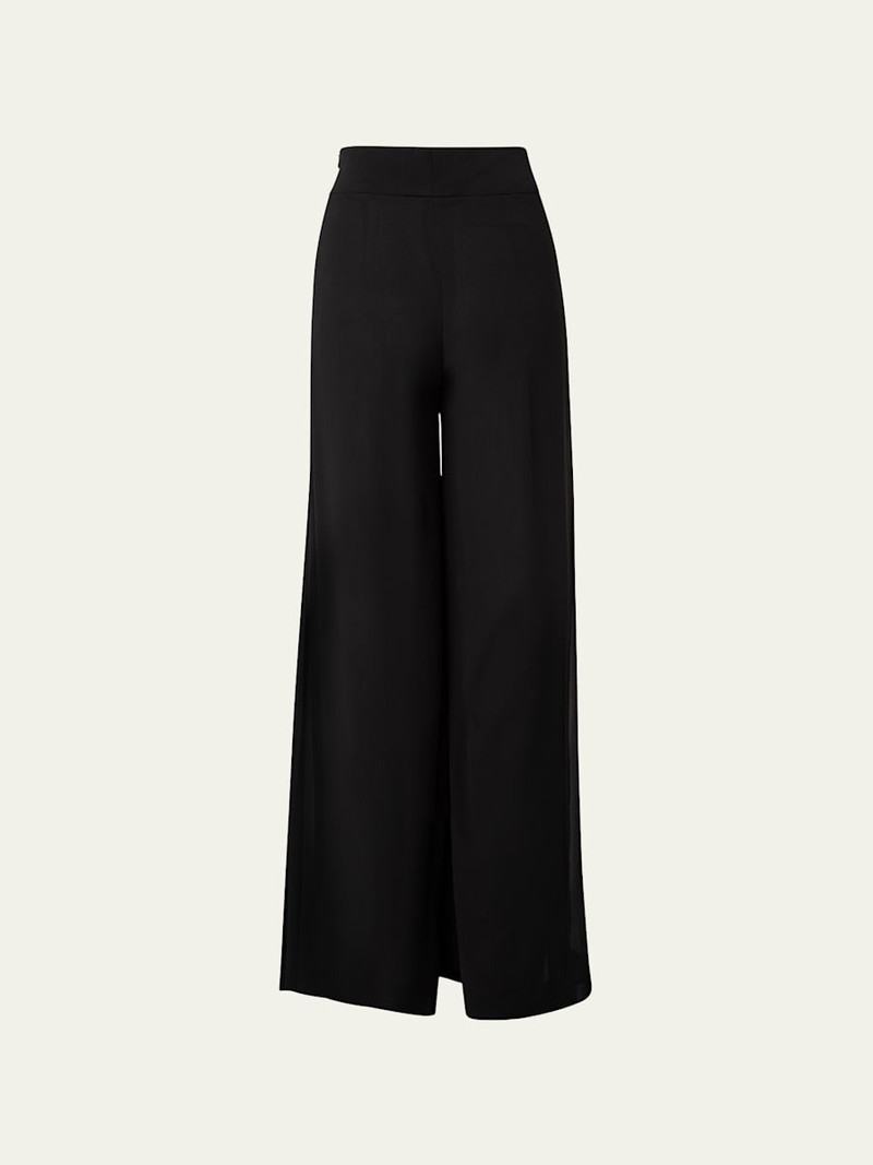 Felia Double Layer Wide-Leg Silk Pants 1