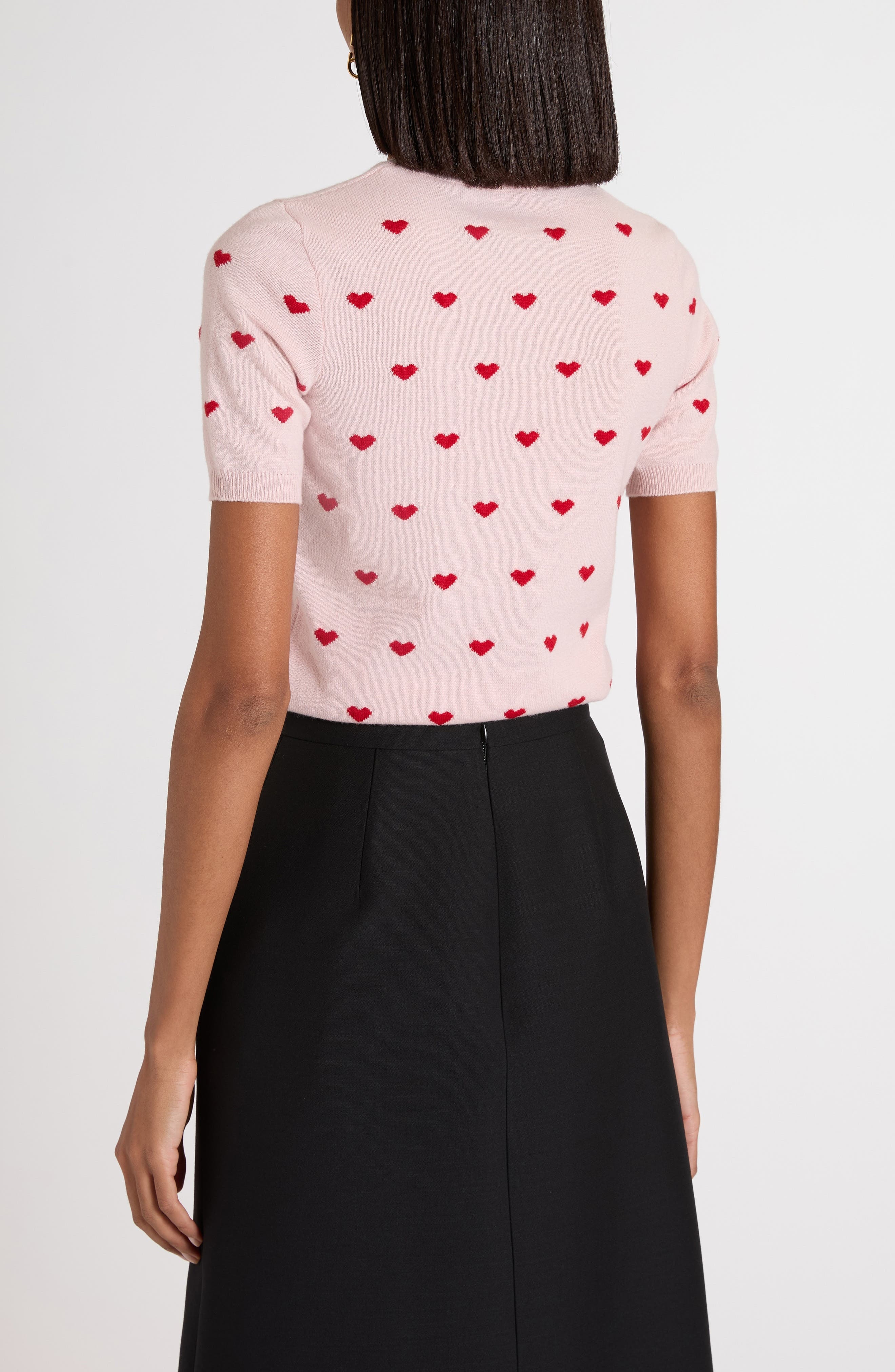 Valentino Garavani Heart Jacquard Cashmere Sweater in Rose B/Silver at Nordstrom - 3
