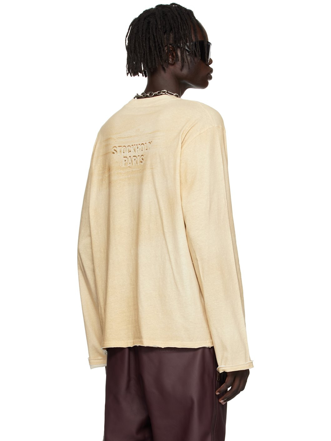 Beige Long Sleeve Logo T-shirt - 3