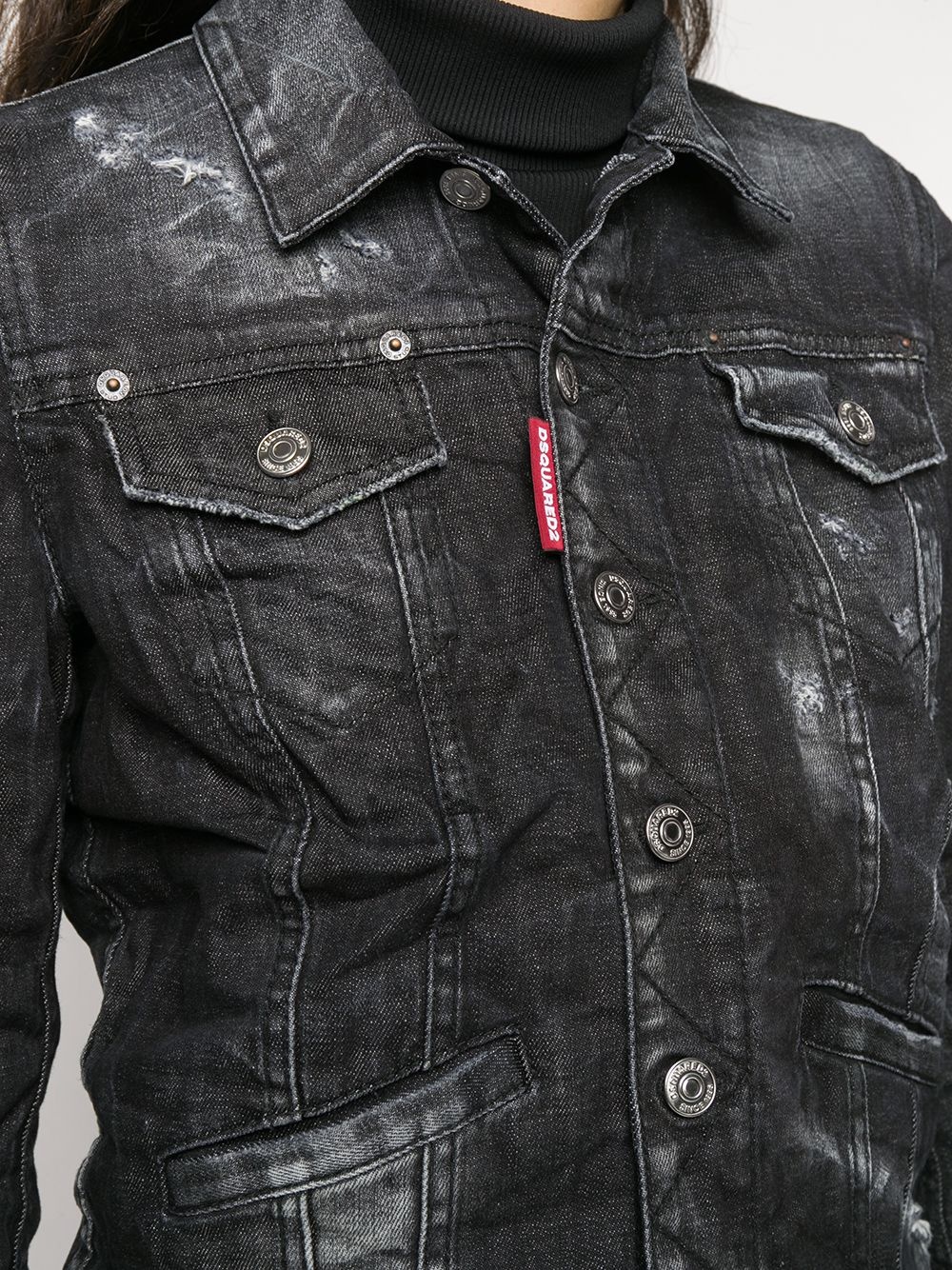 distressed denim jacket - 5