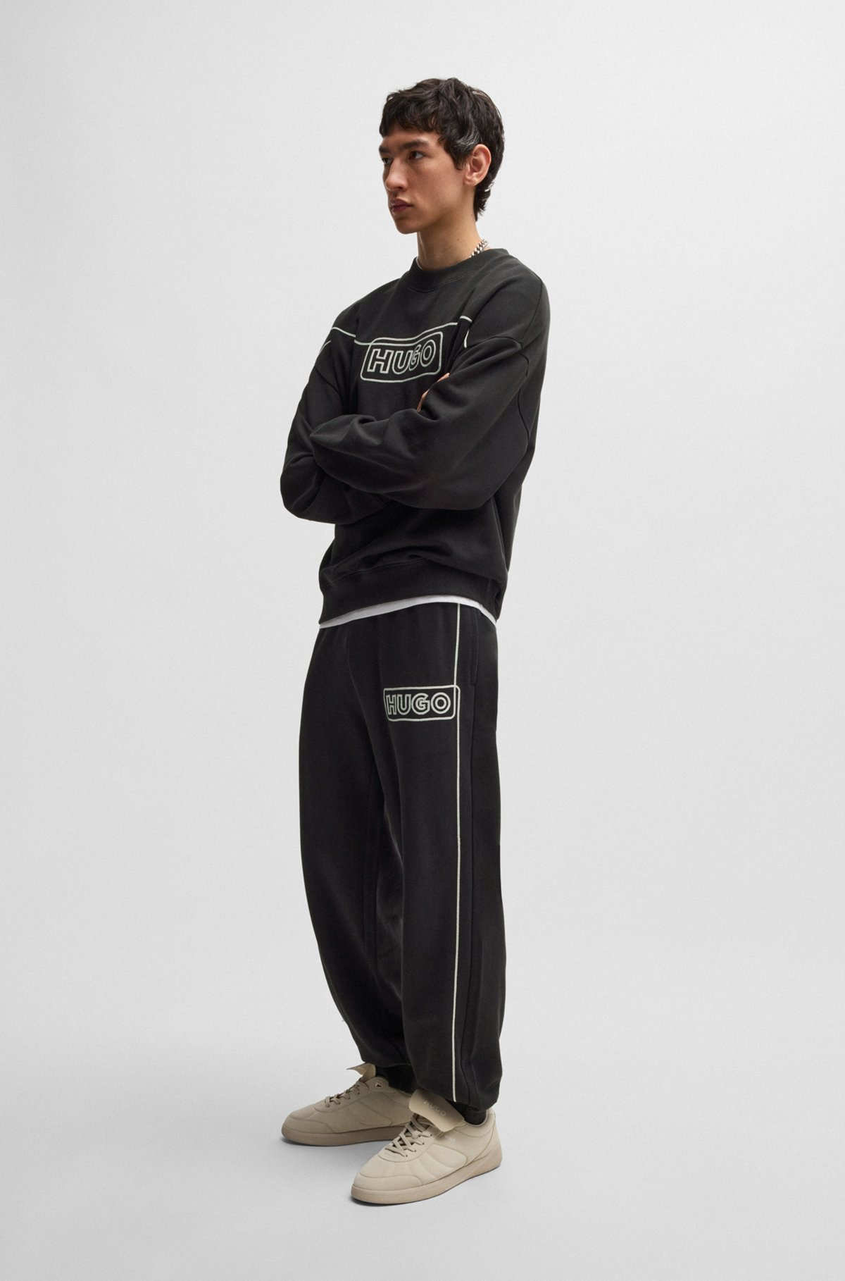 COTTON-TERRY TRACKSUIT BOTTOMS WITH CHAIN-STITCH LOGO - 4