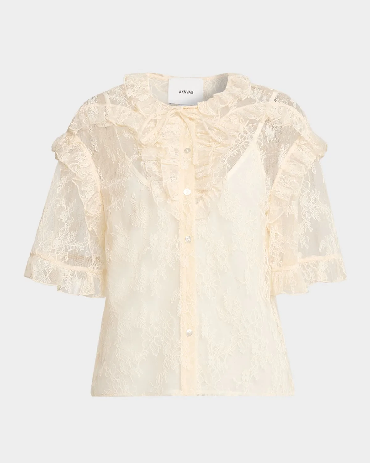 Kyra Button-Front Lace Top - 1