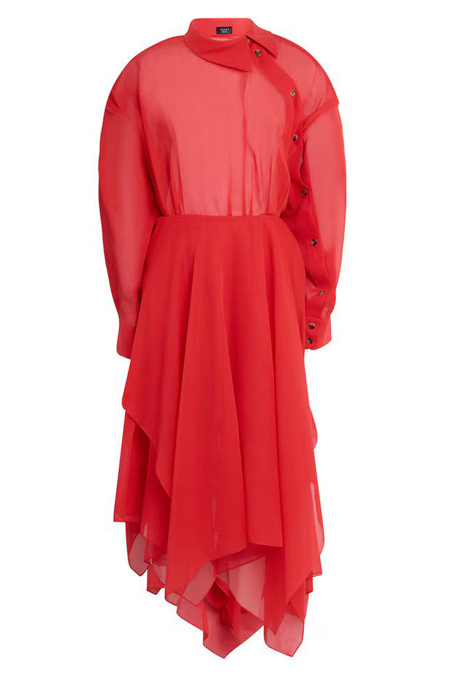 ORGANZA SHIRT DRESS RED - 7