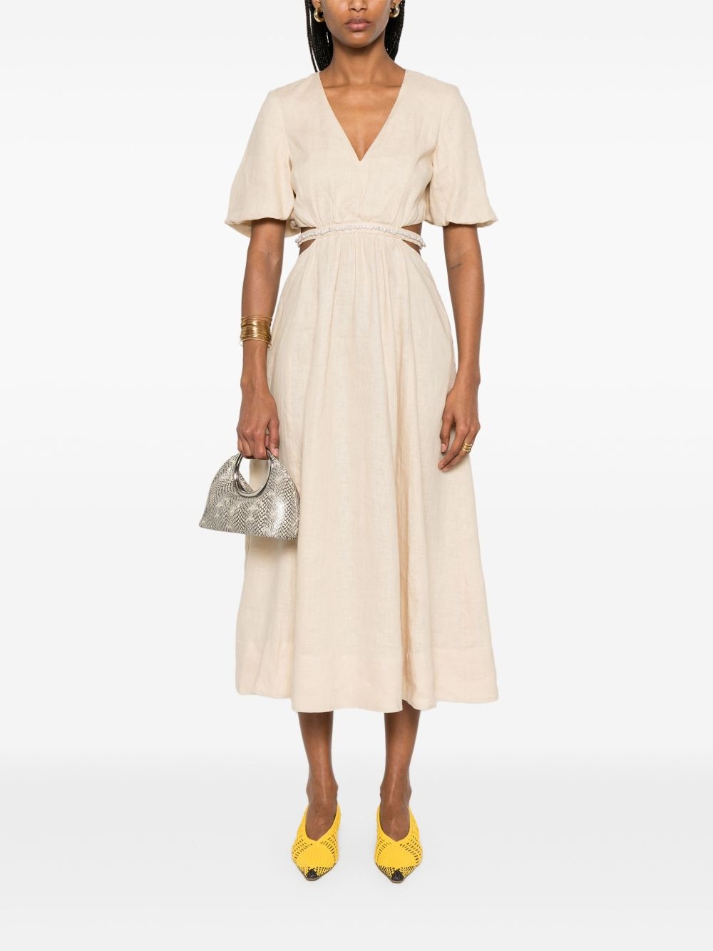faux-pearl-embellished midi dress - 2