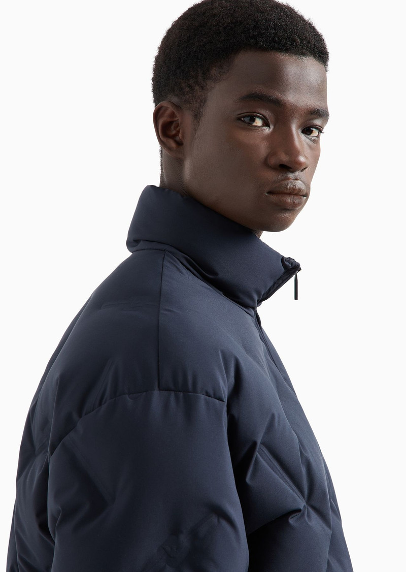 Full-zip nylon down jacket with all-over matelassé-effect micro eagle 5
