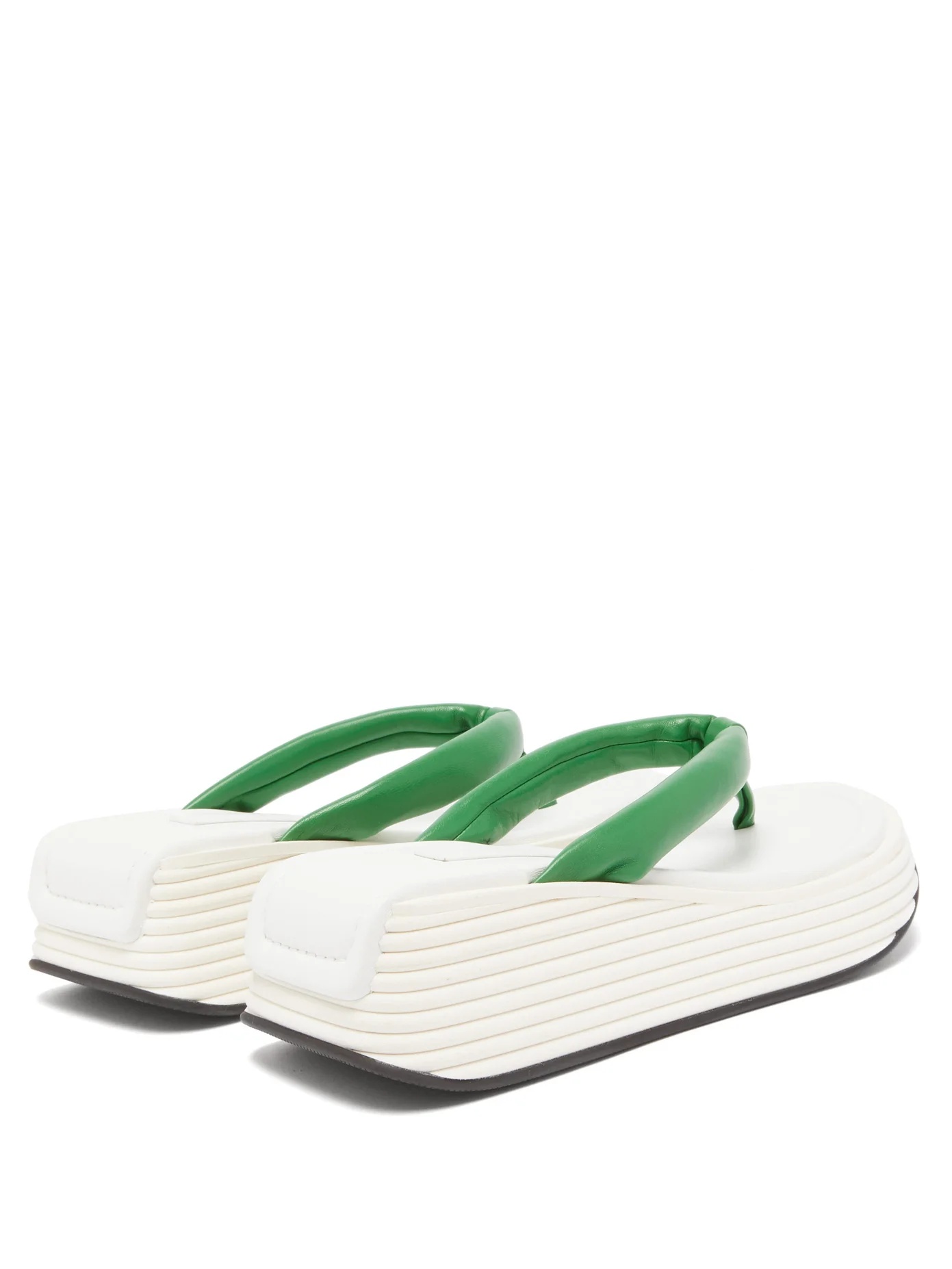 Kyoto platform-sole leather flip-flops - 4