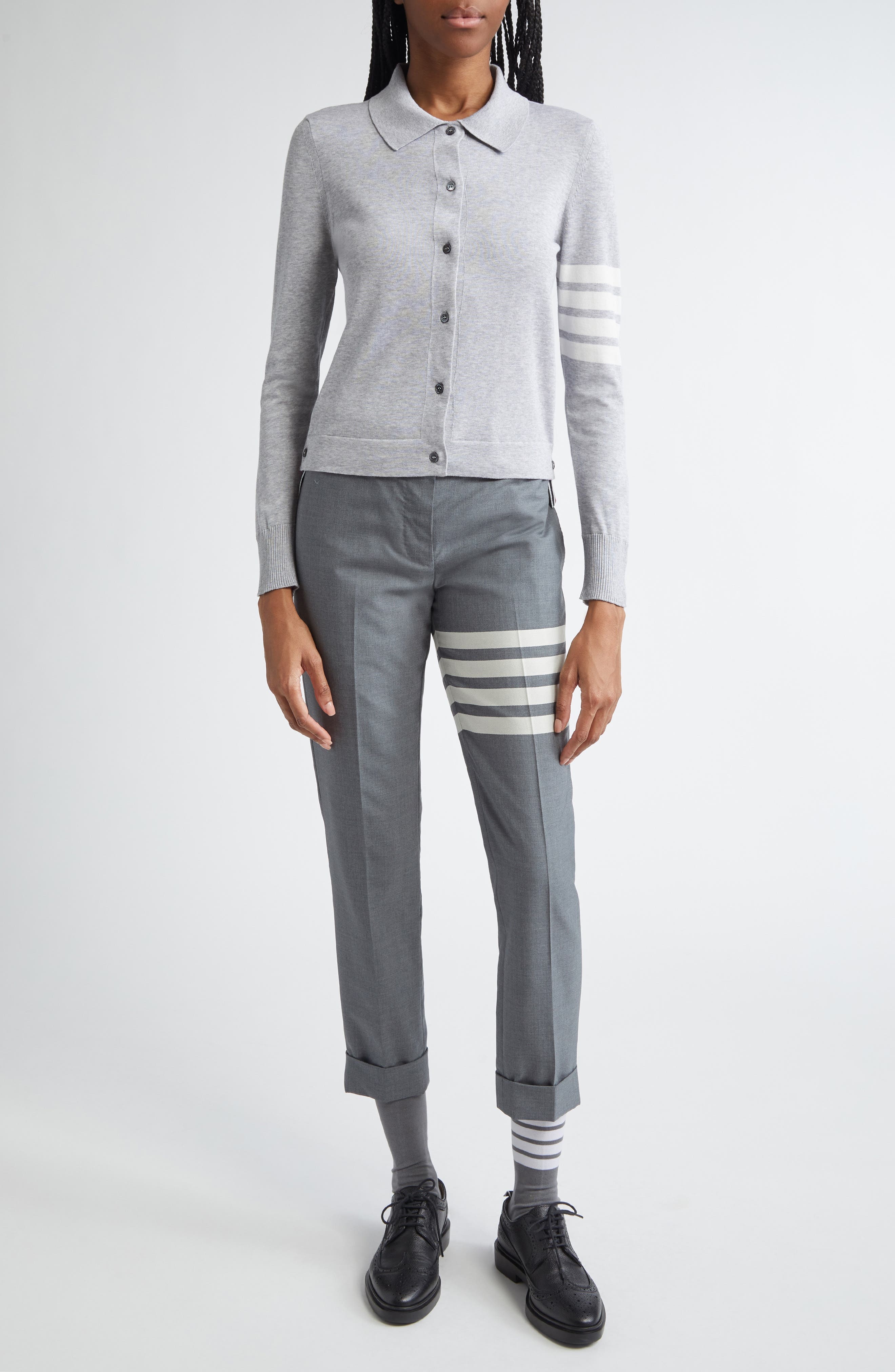 Thom Browne 4-Bar Jersey Stitch Cardigan in Light Grey at Nordstrom - 2