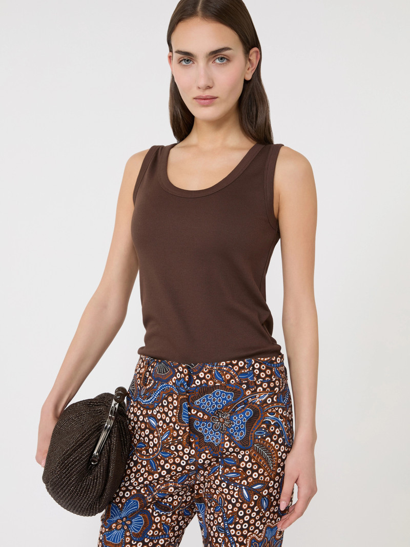 MULTIC Stretch cotton top - CHOCOLATE 5