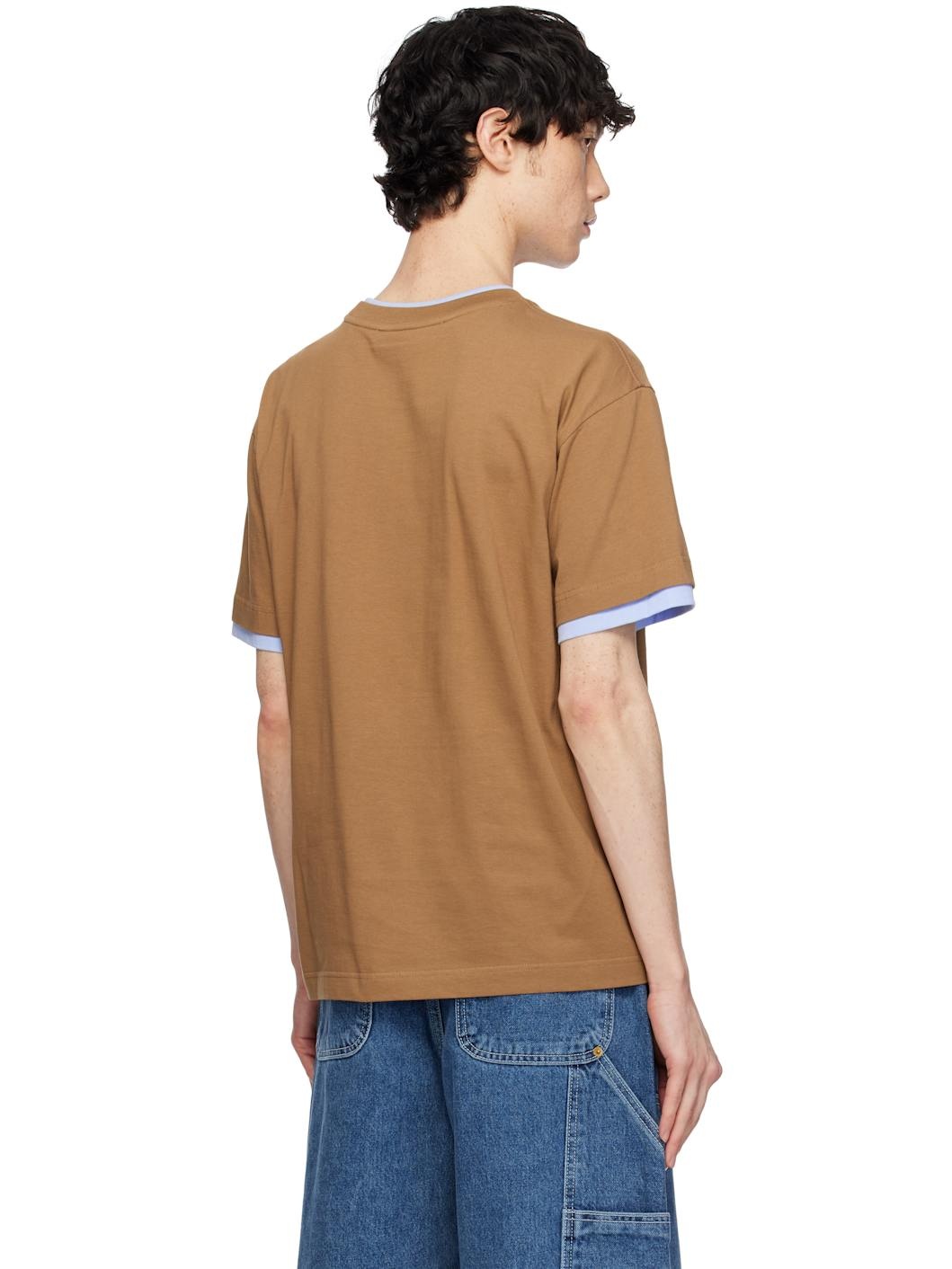 Brown Crepe Layered T-shirt - 3