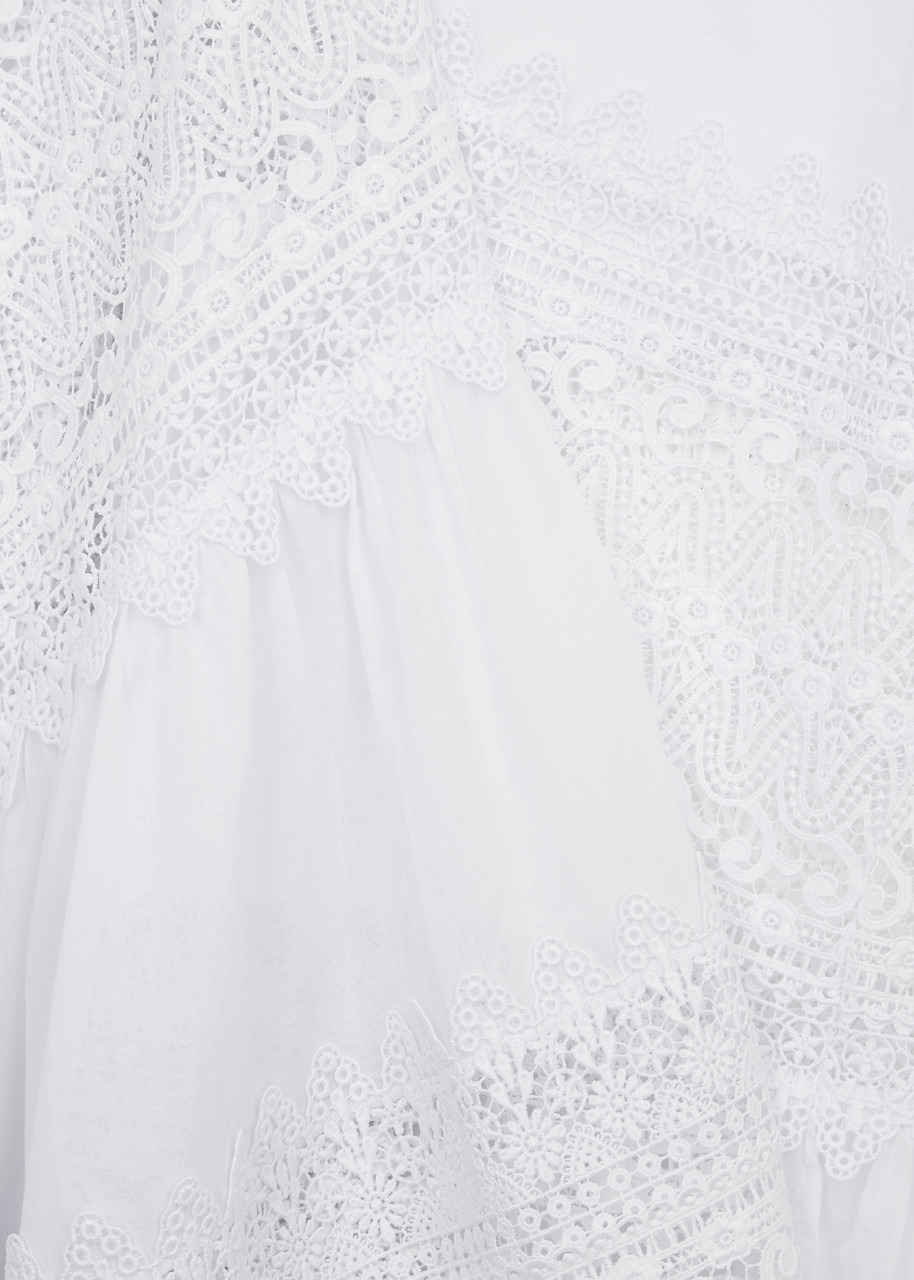 Margherita lace-trimmed cotton-blend maxi dress - 5