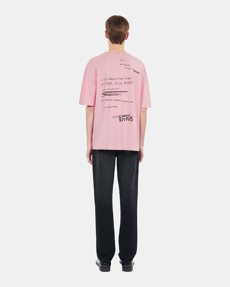 LIGHT PINK WHAT IS HANDWRITTEN SERIGRAPHY T-SHIRT 4