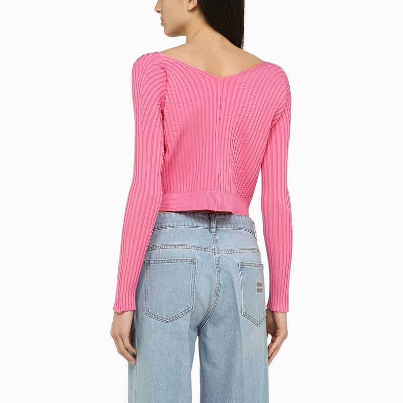 Jacquemus La Maille Pralu Pink Cardigan Women - 3