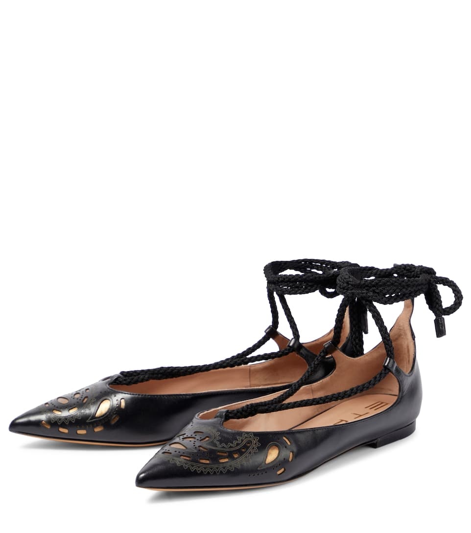 Perforated leather ballet flats - 5