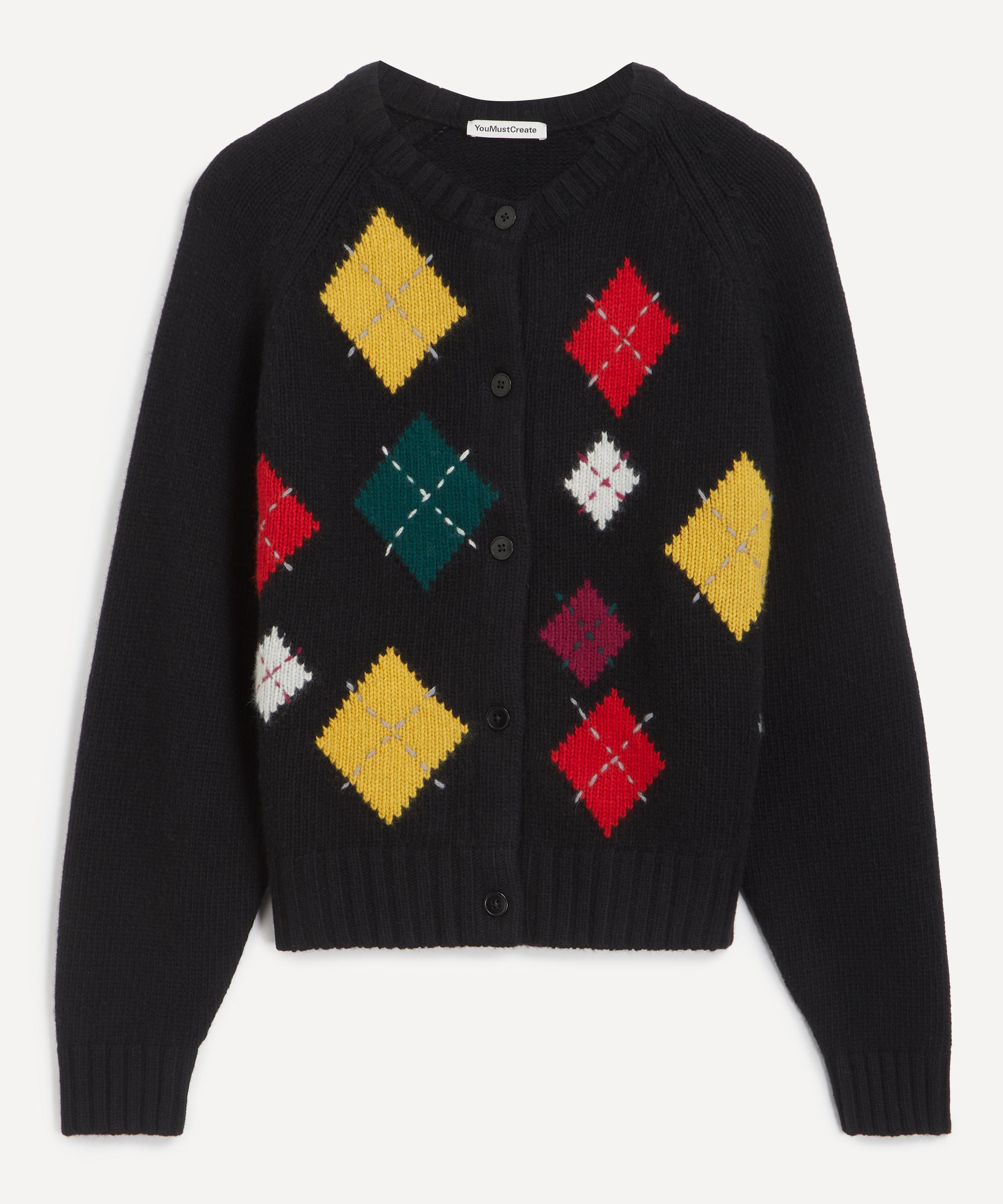 Black Atomic Argyle Cardigan - 1