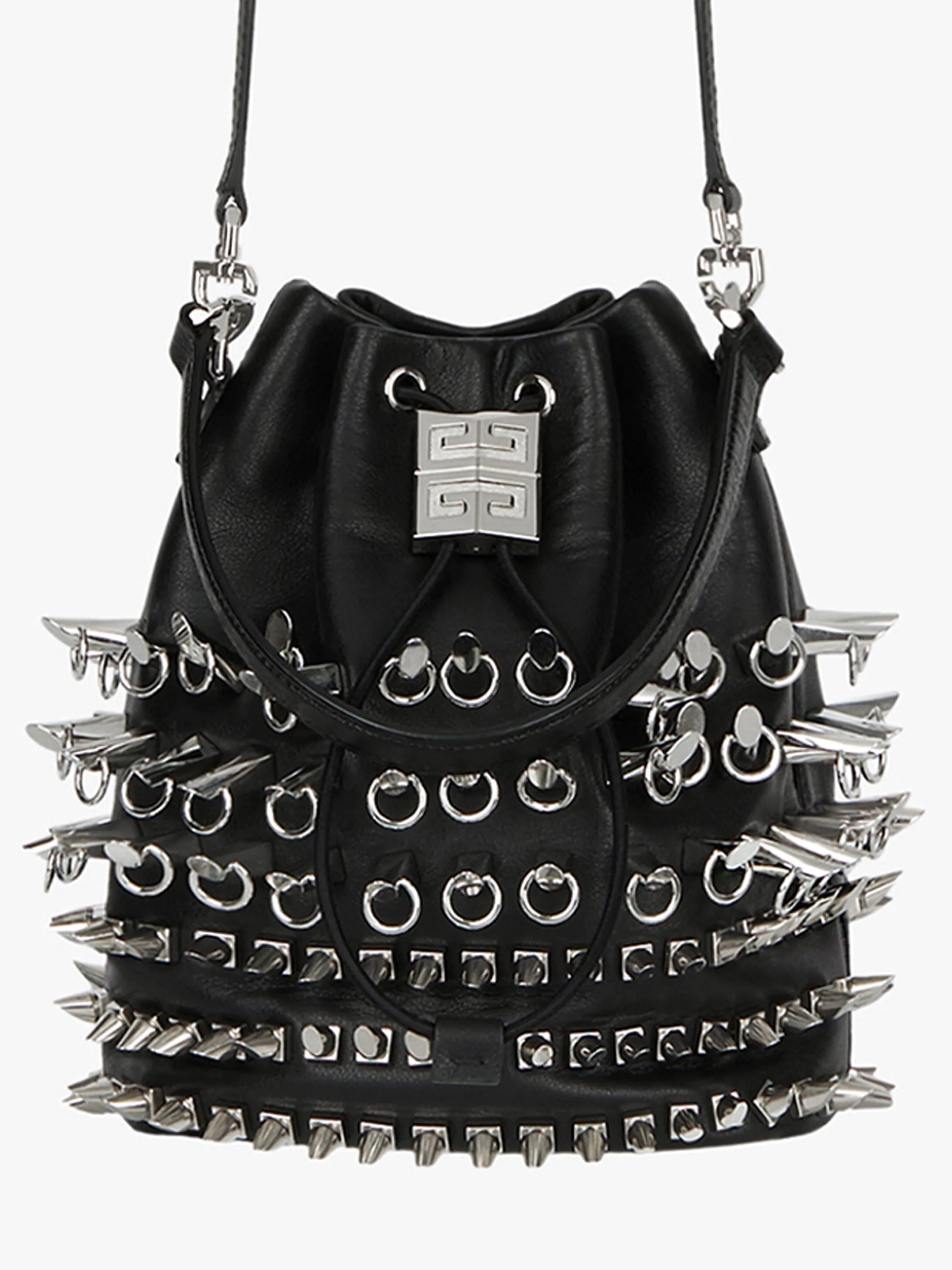 4G LIGHT BUCKET BAG IN LEATHER WITH STUDS - 6