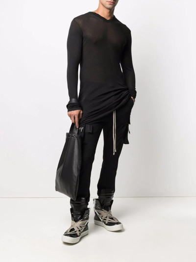 Rick Owens semi-sheer organic-cotton hoodie outlook