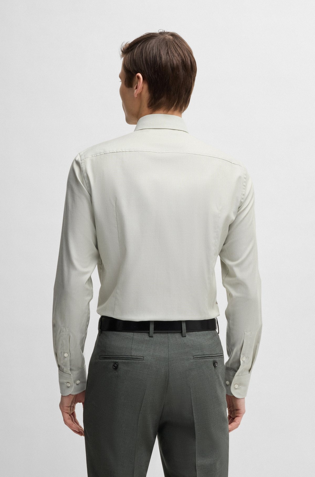 SLIM-FIT SHIRT IN A STRUCTURED COTTON BLEND - 5