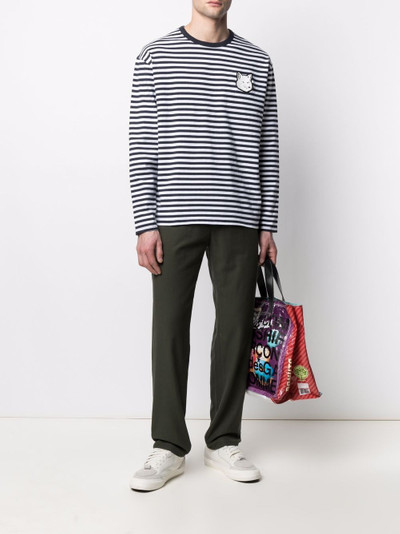 Maison Kitsuné fox-patch striped T-shirt outlook