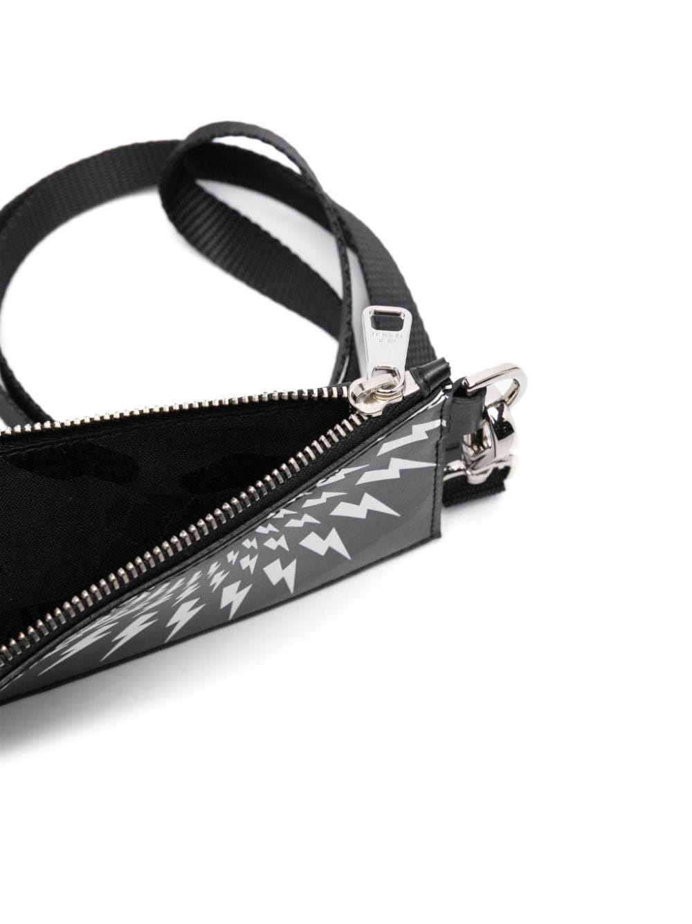 Thunderbolt-print leather card holder - 2