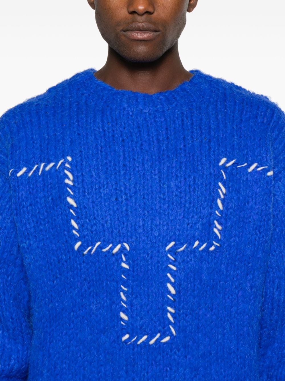 logo-embroidered chunky-knit jumper - 5