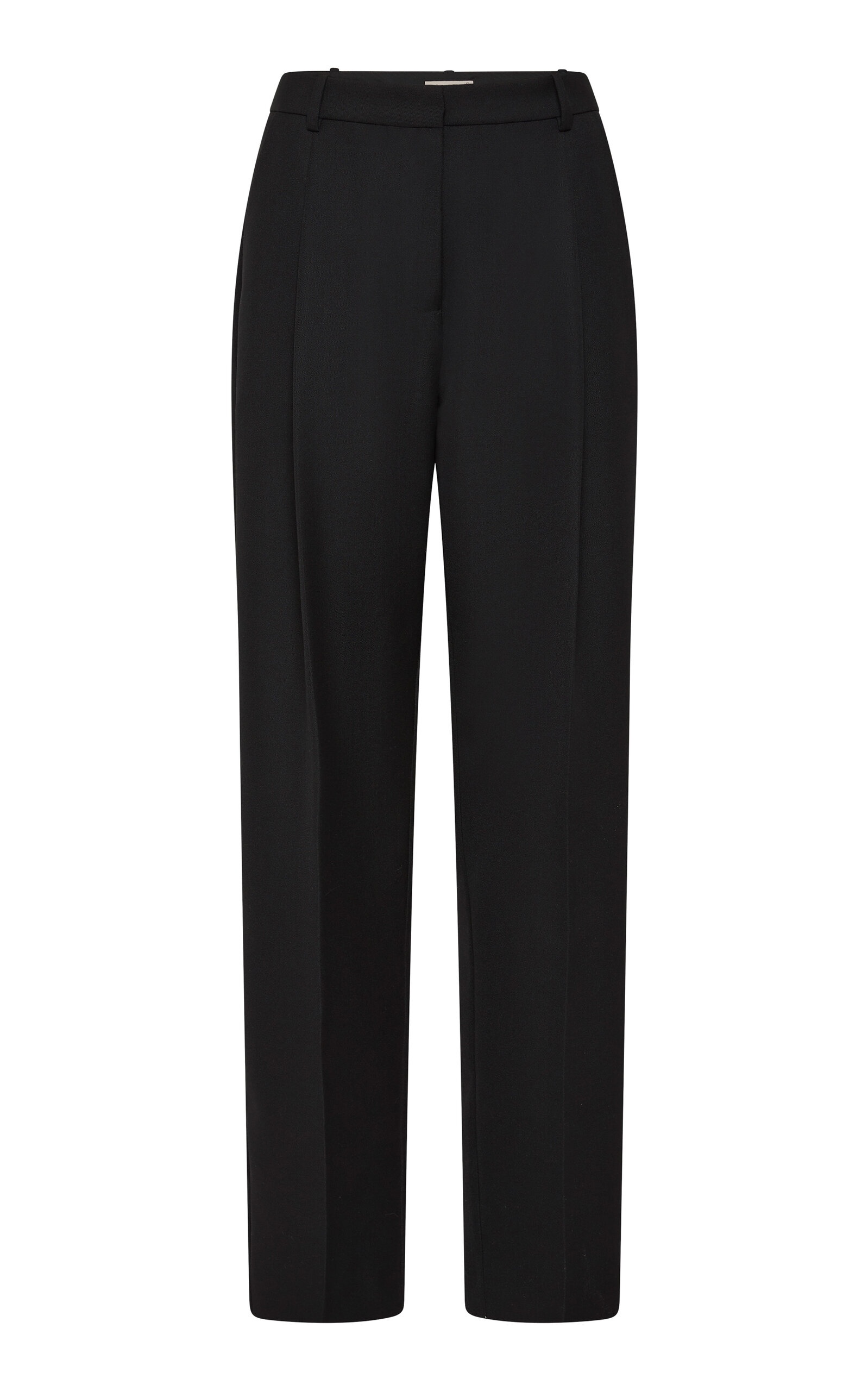 Pleated Wool-Blend Suiting Straight-Leg Pants black - 1