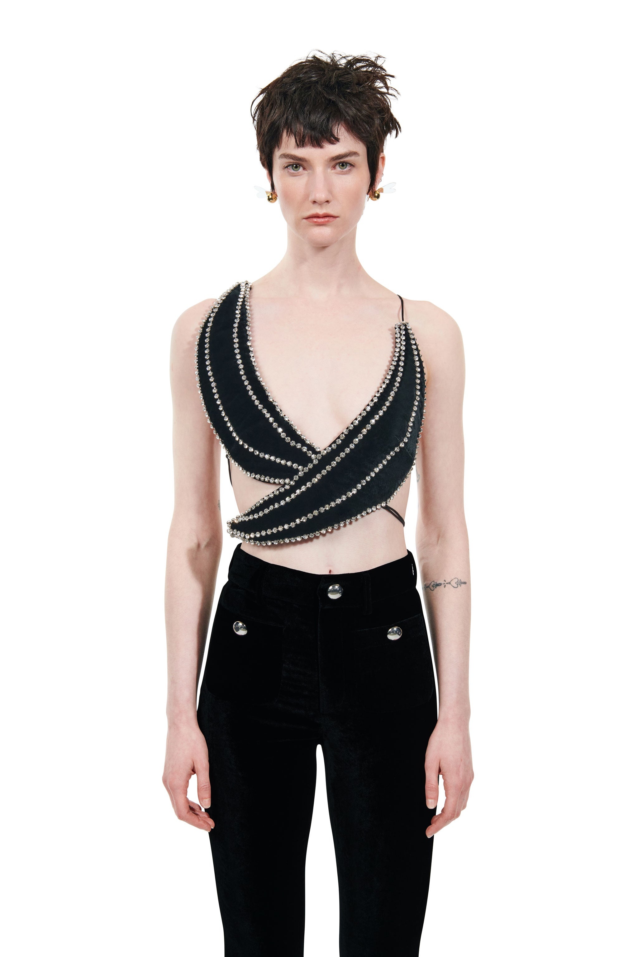 VELVET CRYSTAL TRIM BANANA TOP - 3