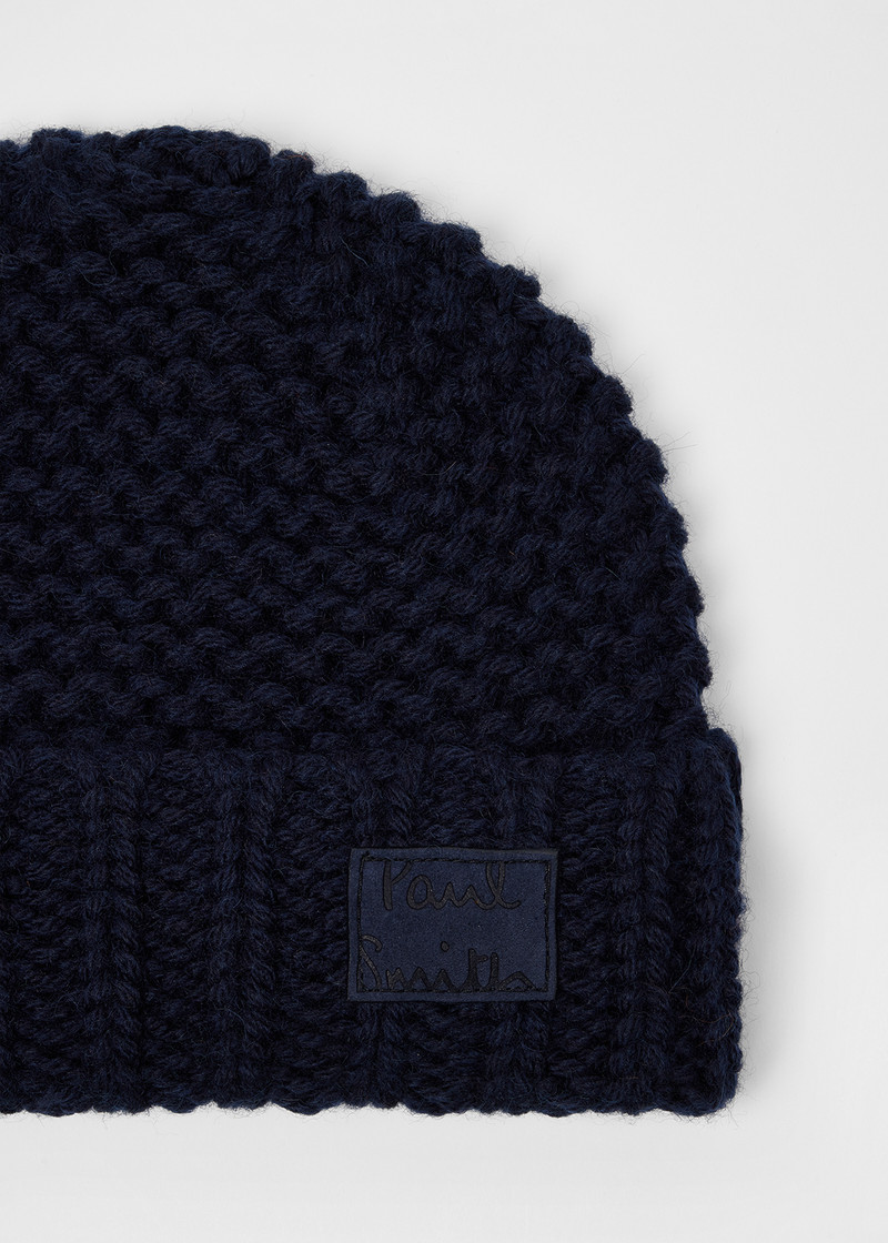 Paul Smith Navy Chunky Knit Wool Beanie outlook