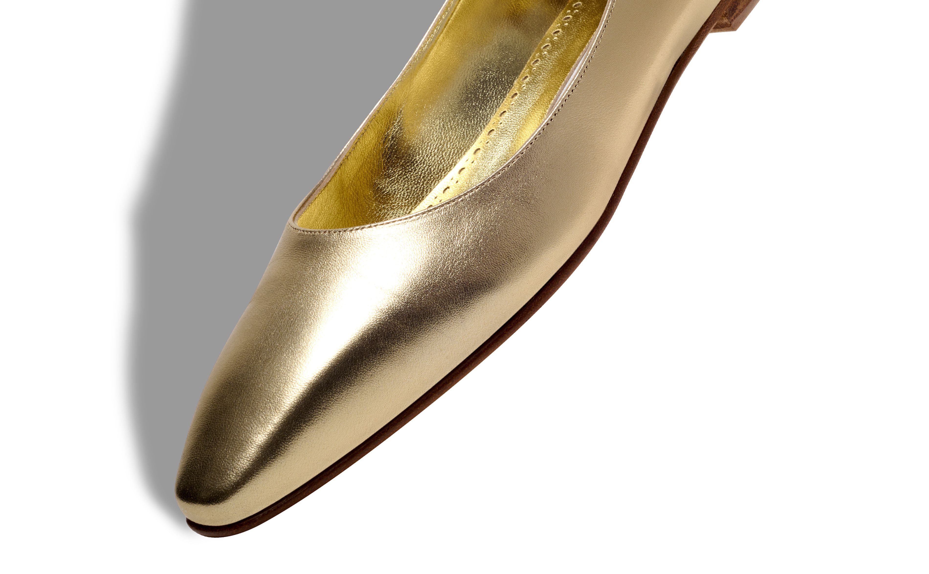 Gold Nappa Leather Flat Shoes - 4