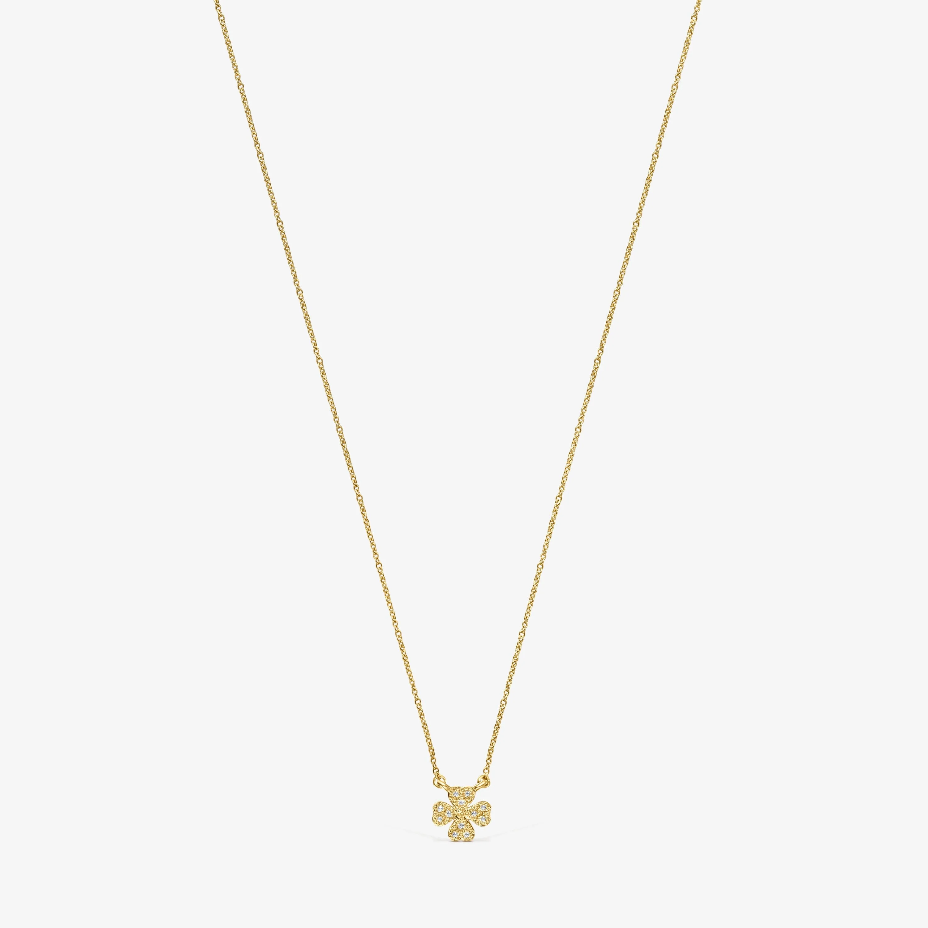 18K solid gold TOUS Good Vibes clover Necklace with Diamonds - 1