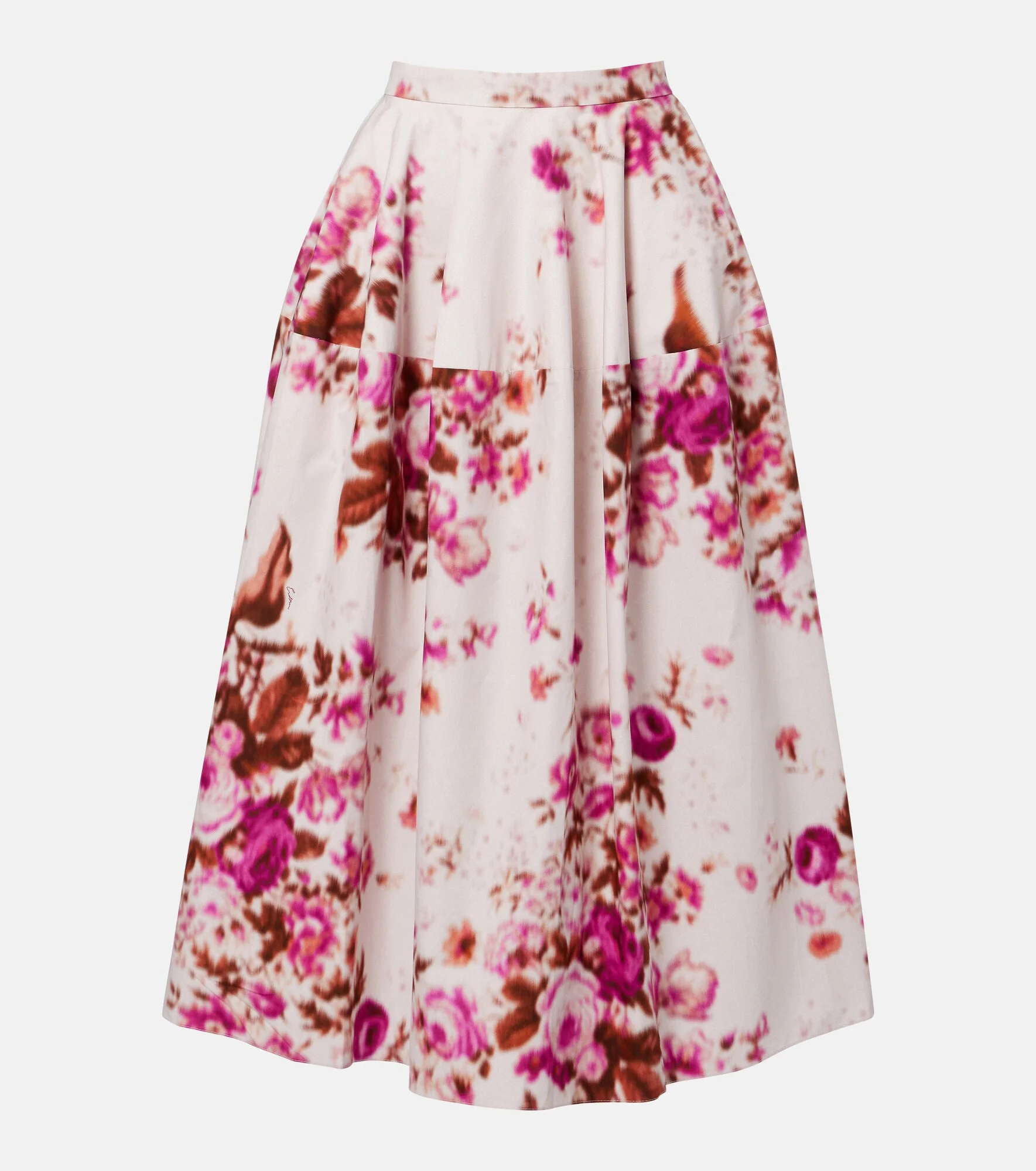 Floral cotton poplin midi skirt - 1