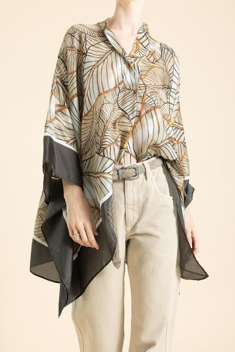 Brunello Cucinelli Papyrus Printed Poncho outlook